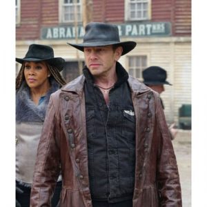 Fin The Last Sharknado It’s About Time Leather Trench Brown Coat