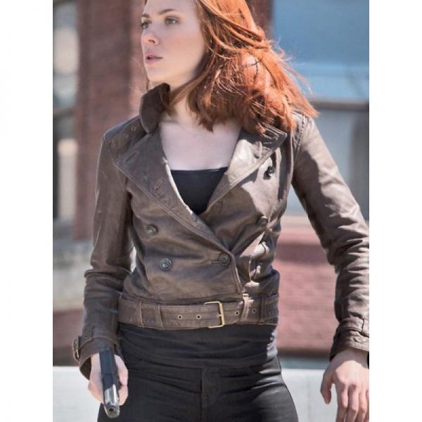 Scarlett Johansson Chic Brown Leather Jacket