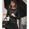 Taylor Swift Black Zipper Leather Jacket