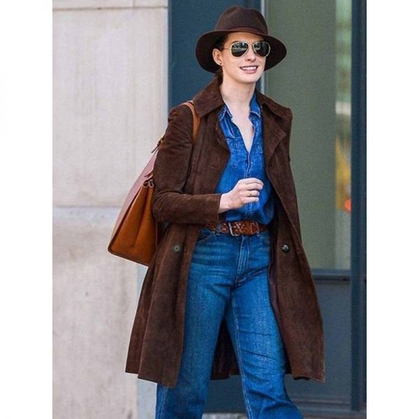 Anne Hathaway Suede Coat