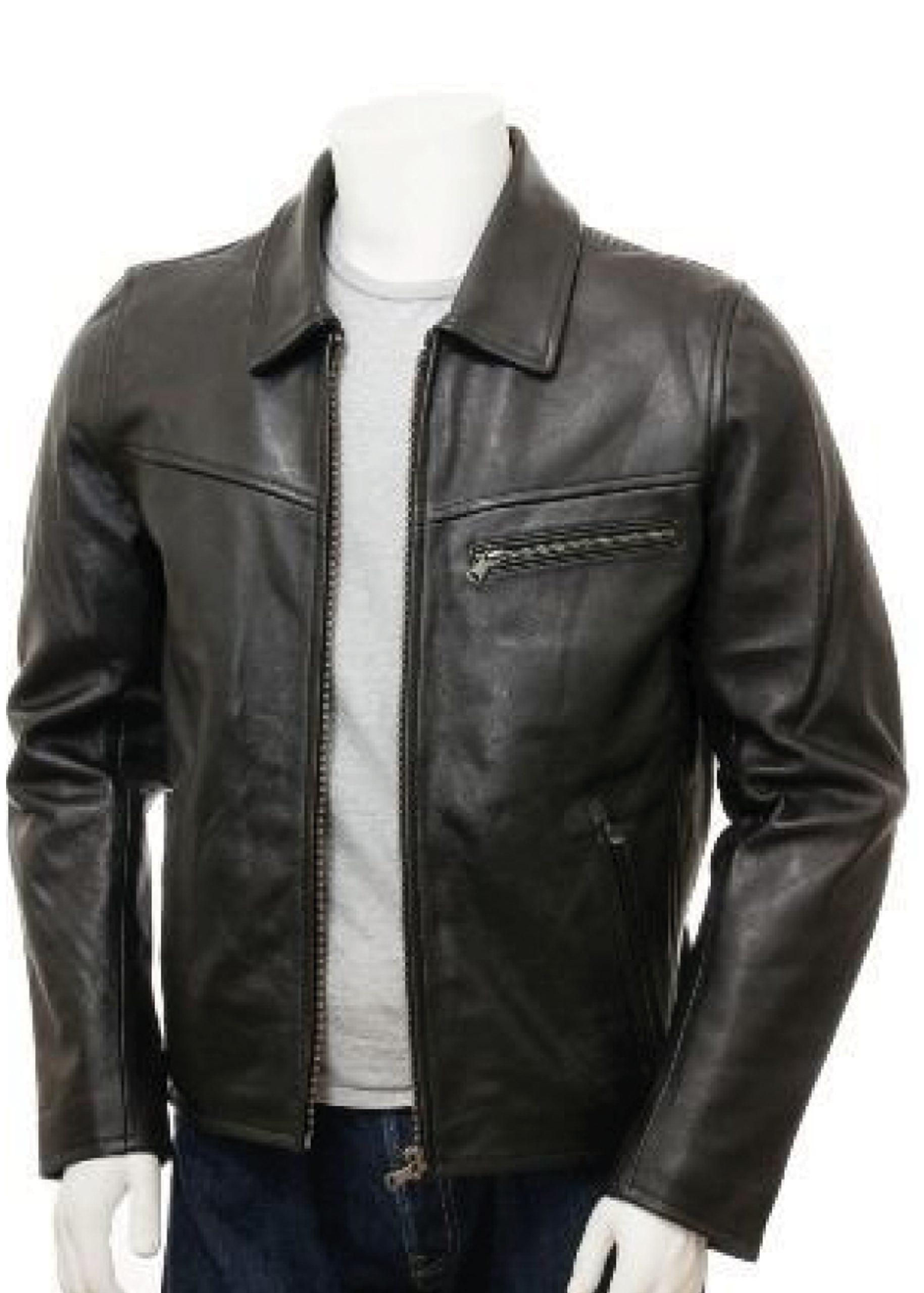 Black Handmade Cowhide Leather Jacket