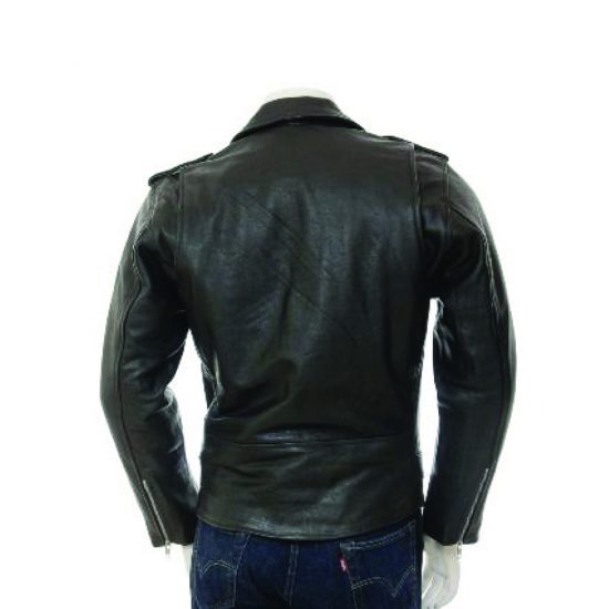 Handmade Bomber Jacket Men's Black Leather Jacket