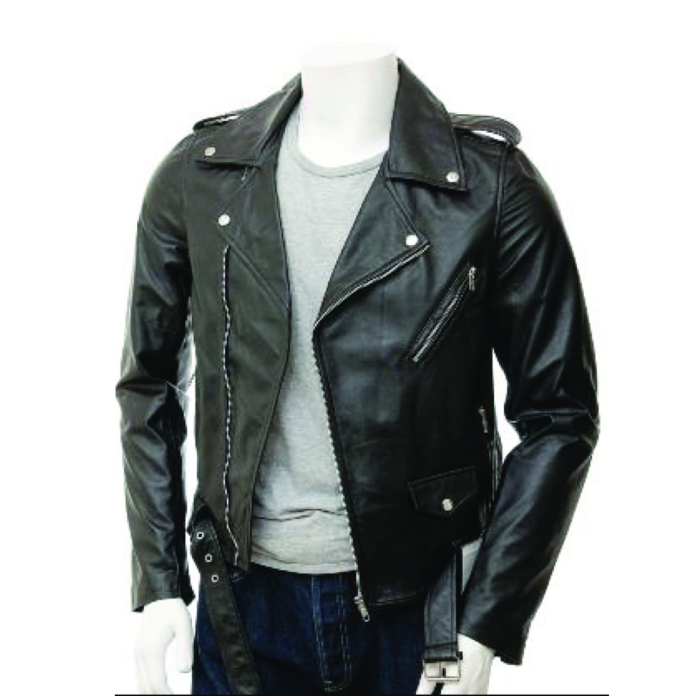 Men's Casual Handmade Black Leather Jacket