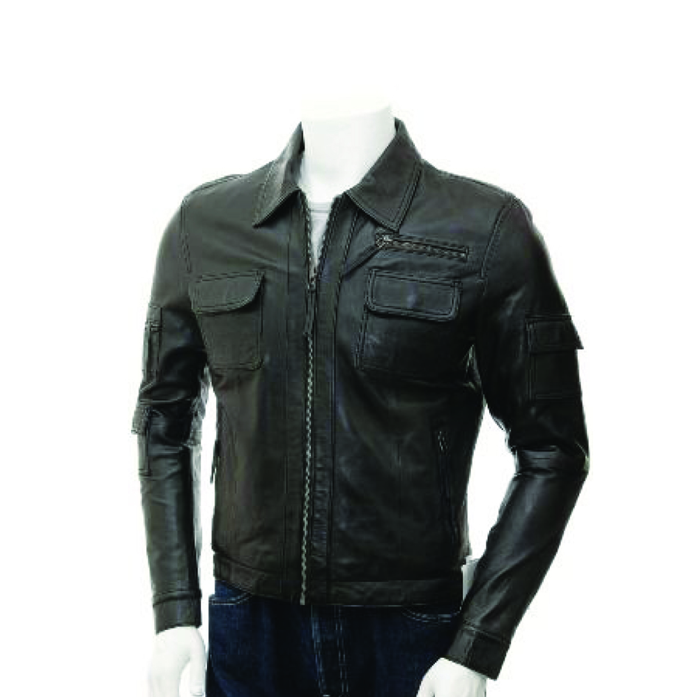 Genuine Handamade Sheepskin Soft Black Leather Jacket