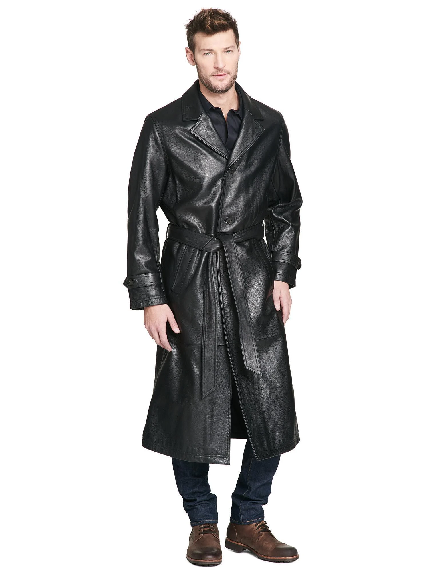 Costumes Mickey Rourke Black Leather Trench Sin City Marv Coat