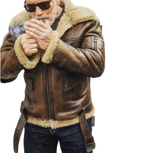 Arnold Schwarzenegger Brown Leather Sheepskin B6 Shearling Jacket